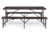 Zestaw cateringowy stół bankietowy 180 cm + 2 ławki brąz ModernHome
