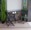 Stolik półokrągły szklany kawowy na balkon taras patio czarny MultiGarden