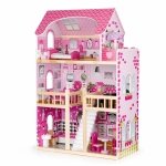 Drewniany domek dla lalek mebelki oświetlenie LED ECOTOYS