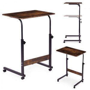 Mobilny stolik pod laptopa biurko dostawiane do fotela postarzany orzech ModernHome