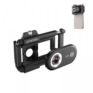 Obiektyw mikroskopowy Apexel 200x ∙ supermakro do telefonów ∙ 12 diod LED ∙ światło UV ∙ kompatybilny z iOS/Android ∙ klips uniw