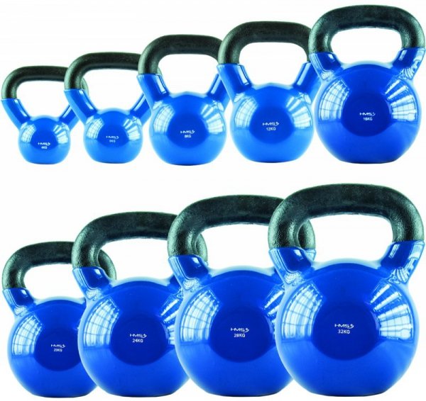 KNV04 BLUE KETTLEBELL ŻELIWNY POKRYTY WINYLEM HMS