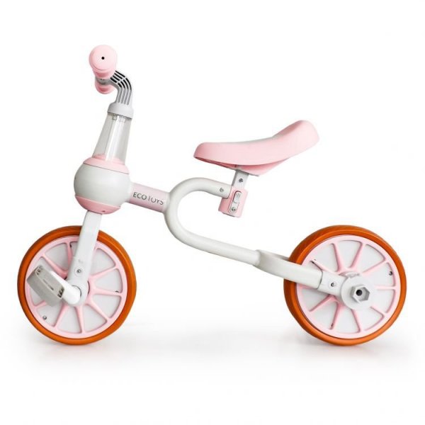 Rower rowerek biegowy 4w1 Pedały Kółka boczne różowy ECOTOYS
