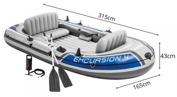 Ponton Excursion 4 osobowy wędkarski wiosła pompka INTEX 68324
