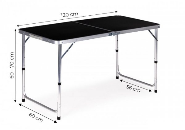 Stolik turystyczny stół składany kemping czarny blat 120x60 cm MultiGarden