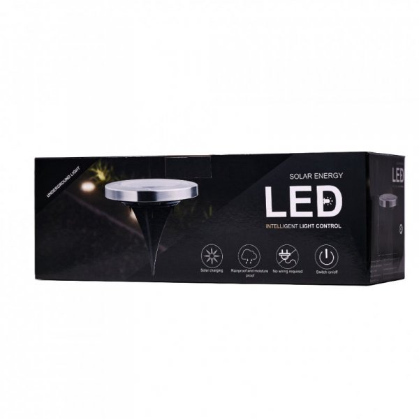 Lampy ogrodowe solarne najazdowe gruntowe czujnik zmierzchu wbijane świecący dysk 8LED 12szt. zimny biały