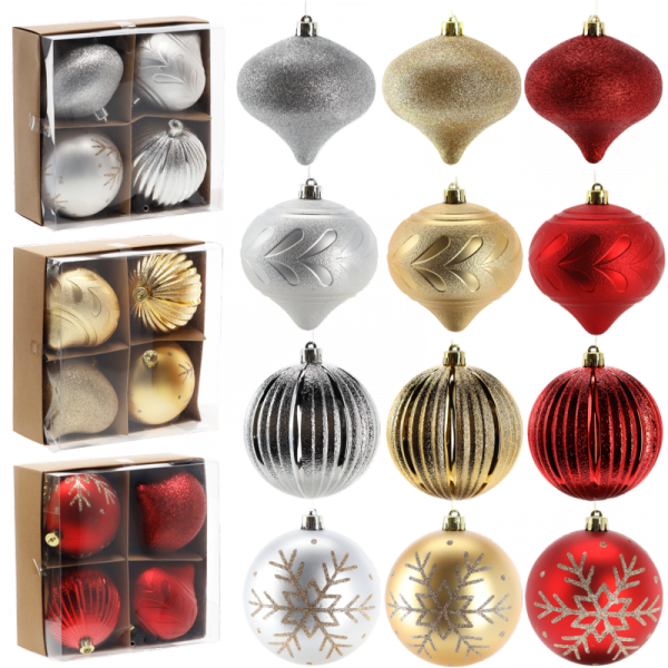 Bombki na choinkę 10cm kpl 4szt SREBRNE