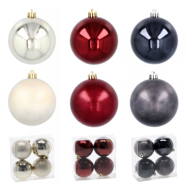 Ekskluzywna Bombka Choinkowa od Kamai Christmas Decoration® - Kolor Burgund, Komplet 4 Sztuk