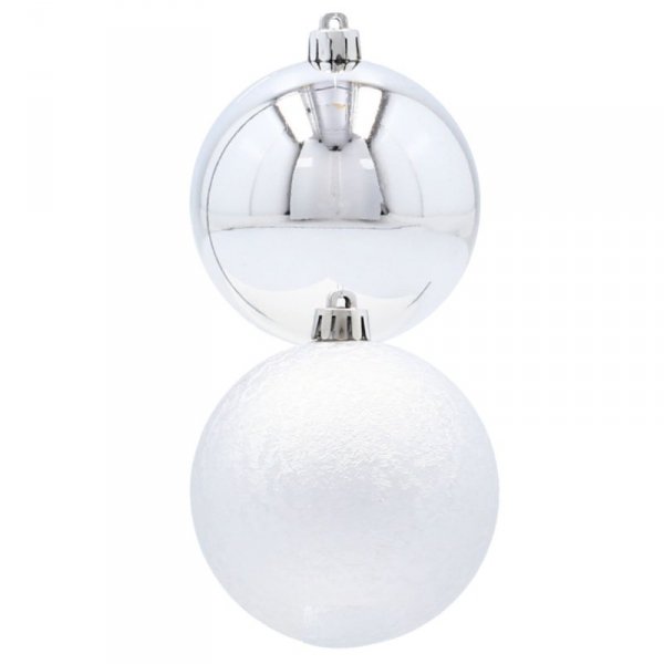 EKSKLUZYWNY ZESTAW 6 BOMBEK CHOINKOWYCH 8 CM - SREBRNY