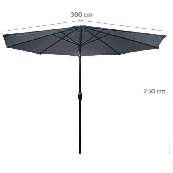 PARASOL OGRODOWY DUŻY SOLIDNY SKŁADANY 3 M Z KORBKĄ REGULACJA XL SZARY