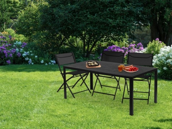 Stół ogrodowy 6-osobowy 156x78 cm polywood meble na taras czarny