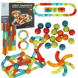 Klocki magnetyczne dla małych dzieci świecące 76 elementów 