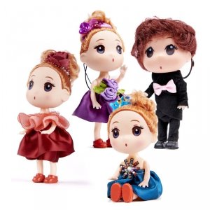 Lalka lalki do domku dla lalek 3 dziewczynki + 1 chłopczyk zestaw 4szt. 12cm