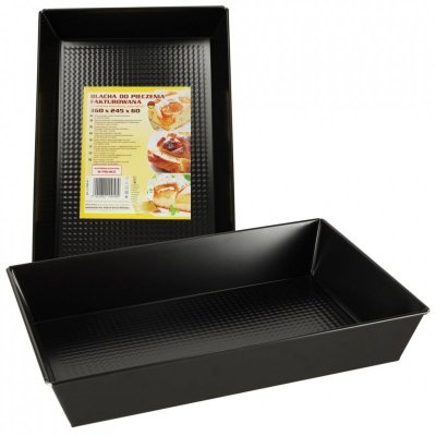 Blacha fakturowana do pieczenia wypieków 36cm x 24,5cm x 6cm czarna