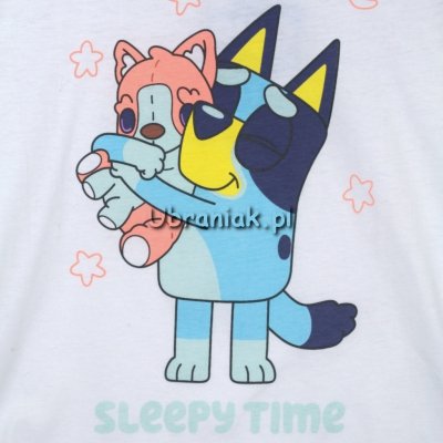 Piżama Bluey dla dziewczynki biało-niebieska