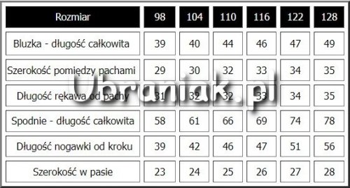 Piżama Psi Patrol niebiesko-czerwona wymiary
