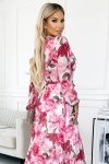 Sukienka Maxi z printem w kwiaty - Różowy&Biały