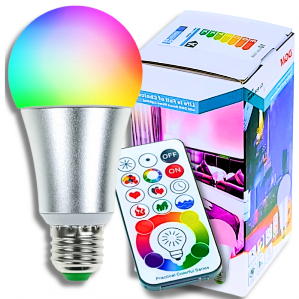 C2_tds0565_Zestaw żarówek kolorowych LED RGB + piloty - 4 szt.