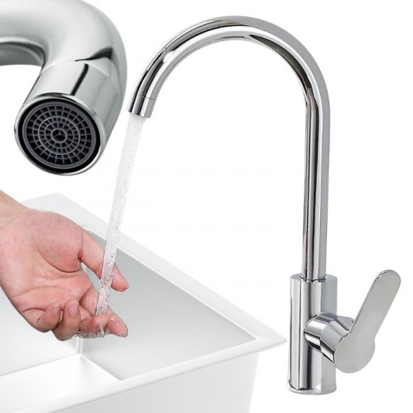 BATERIA KUCHENNA SREBRNA DO KUCHNI KRAN WYLEWKA POŁYSK CHROMOWANA IMSILVER (tds0752)