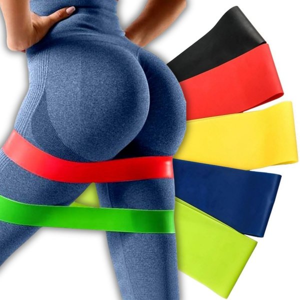 ZESTAW 5 GUM TAŚM DO ĆWICZEŃ TRENINGU REHABILITACYJNA FITNESS FLAT BAND ( S33)