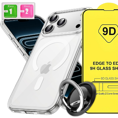 ETUI DO IPHONE 17 PRO MAX CASE + SZKŁO 9H WZMACNIANE 360°CLEAR +UCHWYT RING (tds0743)