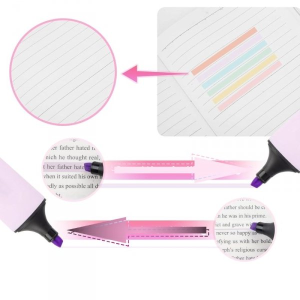 ZAKREŚLACZE PASTELOWE KOMPLET ZESTAW DO BIURA SZKOŁY PISAKI KOLOROWE - 6X (tds0579)