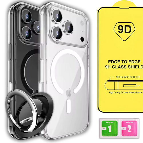 ETUI DO IPHONE 17 PRO CASE + SZKŁO 9H WZMACNIANE 360°CLEAR + UCHWYT RING (tds0742)