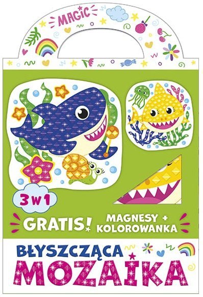 Błyszcząca Mozaika Magnesy Rekin i rybka Gratis Kolorowanka