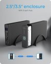 IcyBox Obudowa IB-382H-C31 2,5/3,5 HDD z wbudowanym HUB 1xUSB-C, 2xUSB -A,  12V2A