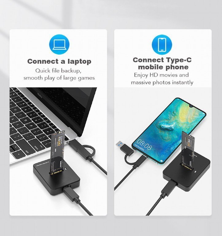 Gembird Stacja dokujaca dysków M.2 SATA i NVME USB-C - Dyski