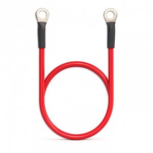 Qoltec Przewód akumulatorowy z końcówkami konektorowymi M8 | Kabel z     oczkiem 8mm | 60cm | Czerwony