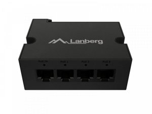 Lanberg Przełącznik Din-Fe4-At-30W 1xIn 3xOut 100MB PoE Extender Fast Ethernet Din Rail at 30W