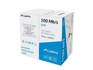Lanberg Kabel LAN UTP 100Mb/s 305m drut cca czarny
