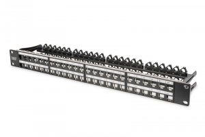 Digitus Modułowy panel krosowy (patch panel) o dużej gęstości połączeń, 19 48x keystone, ekranowany, 1U, Czarny