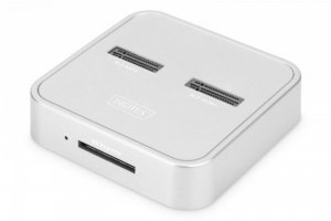 Digitus Stacja dokująca do dysków SSD M.2 NVMe + M.2 SATA z czytnikiem kart SD-Express, USB-C, Srebrna