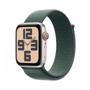 Apple Watch SE GPS + Cellular, koperta 40 mm z aluminium w kolorze księżycowej poświaty z opaską sportową w kolorze górskiego je
