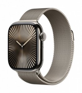 Apple Watch Series 10 GPS + Cellular, koperta 42 mm z tytanu w kolorze naturalnym z bransoletą mediolańską w kolorze naturalnego tytanu