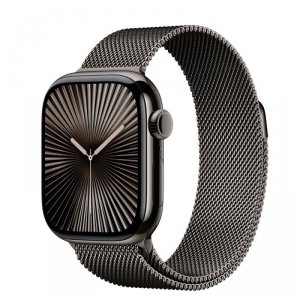Apple Watch Series 10 GPS + Cellular, koperta 42 mm z tytanu w kolorze łupkowym z bransoletą mediolańską w kolorze łupkowym