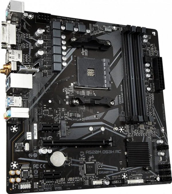 Gigabyte Płyta główna A520M DS3H AC AM4 4DDR4 /HDMI/DVI/DP M.2 mATX