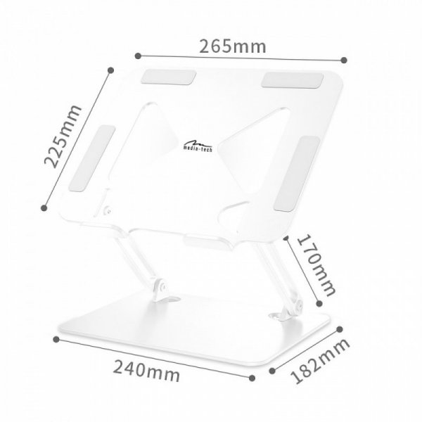 Media-Tech Podstawka pod laptopa, regulowana, ergonomiczna 10-17 cali LAPTOP STAND MT2661W (biała)