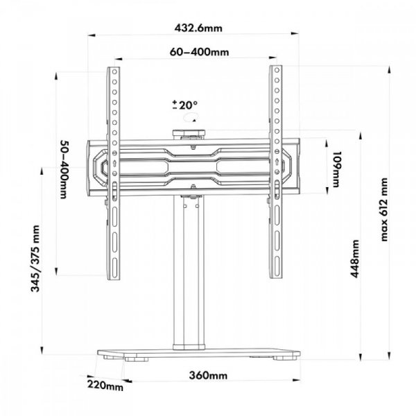 Maclean Uniwersalny stojak, max 35kg MC-132 na szafke RTV, obrót 20 stopni, dla TV 32-55''