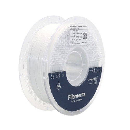 Gembird Filament PETG High Speed, 1,75 mm, 1 kg, biały