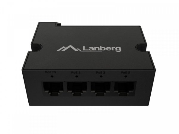Lanberg Przełącznik Din-Fe4-At-30W 1xIn 3xOut 100MB PoE Extender Fast Ethernet Din Rail at 30W
