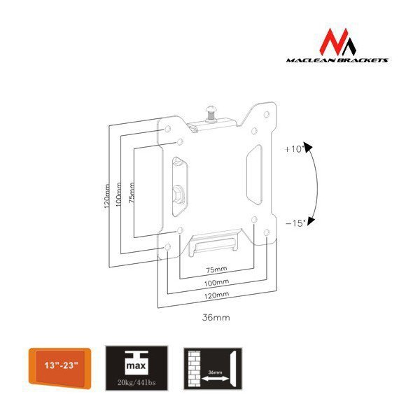 Maclean Uchwyt do telewizora lub monitora 13-27&quot; MC-596 czarny 20kg  max vesa 100x100 TV