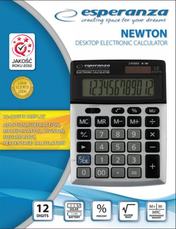 Esperanza ELEKTRONICZNY KALKULATOR BIURKOWY NEWTON ECL102
