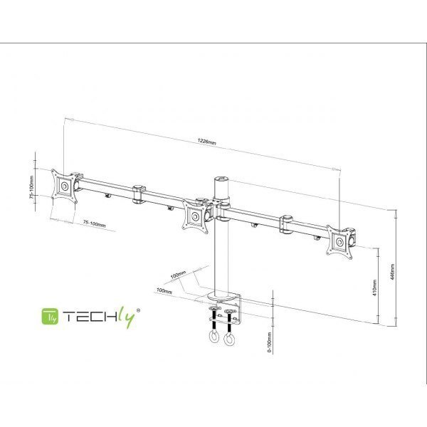 Techly Uchwyt biurkowy LCD/LED 13-24 cali potrójny 3x10kg, czarny