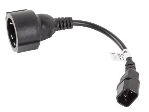 Lanberg Przedłużacz kabla zasilającego IEC 320 C14 - Schuko 20cm czarny