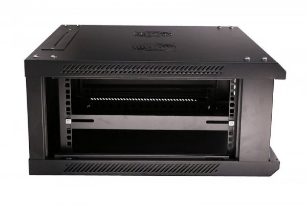 Extralink Szafka wisząca rack 4U 600x600 czarna szklane drzwi