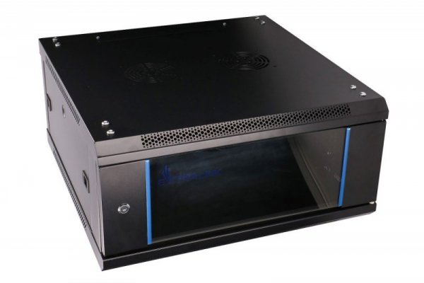 Extralink Szafka wisząca rack 4U 600x600 czarna szklane drzwi