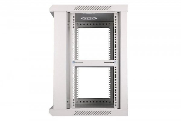 Extralink Szafka wisząca rack 12U 600x600 szara szklane drzwi